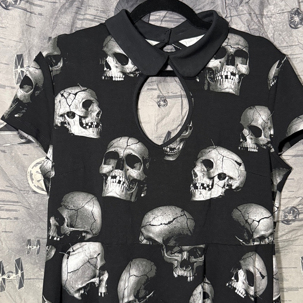 NWOT KILLSTAR SKULL SKATER PAN COLLAR DRESS SZ XXL - Picture 2 of 6